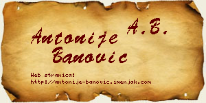 Antonije Banović vizit kartica